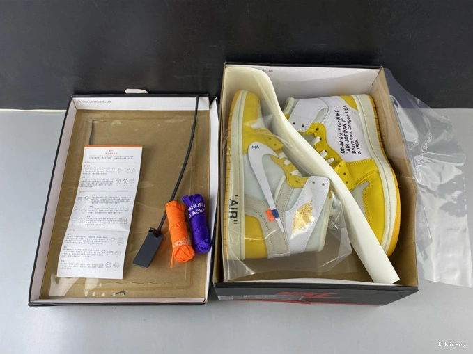 Cheap TBkick x White NRG Dark Powder Air AQ0818-149 Jordan Yellow-Cone 1 Off-White 0802